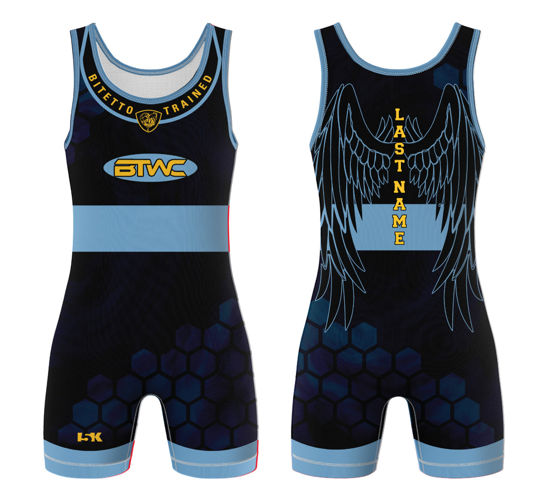 Bitetto Sublimated Men's Freestyle Singlet - Angel Design Blue