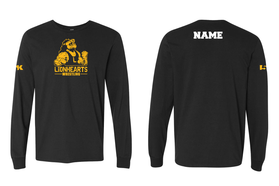 Lionhearts Wrestling Cotton Crew Long Sleeve Tee - Black