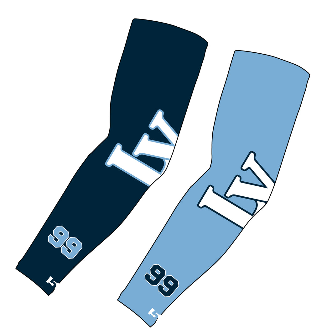 Long Valley Baseball Sublimated Compression Sleeve - Navy / Carolina Blue
