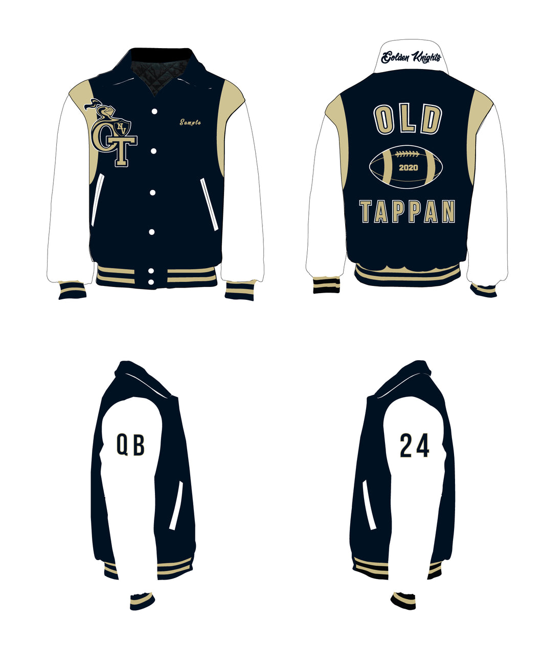 NVOT Golden Knights Varsity Jacket - Design 2 (White Sleeves)