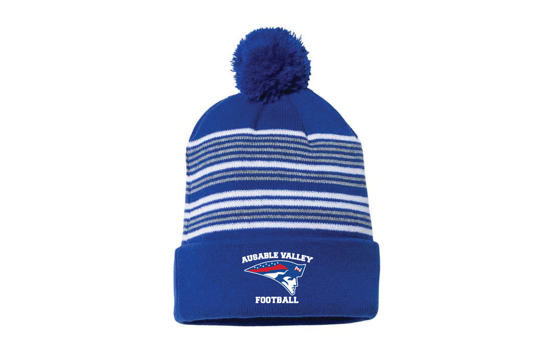 AuSable Patriots Football Pom Beanie - Navy/Red