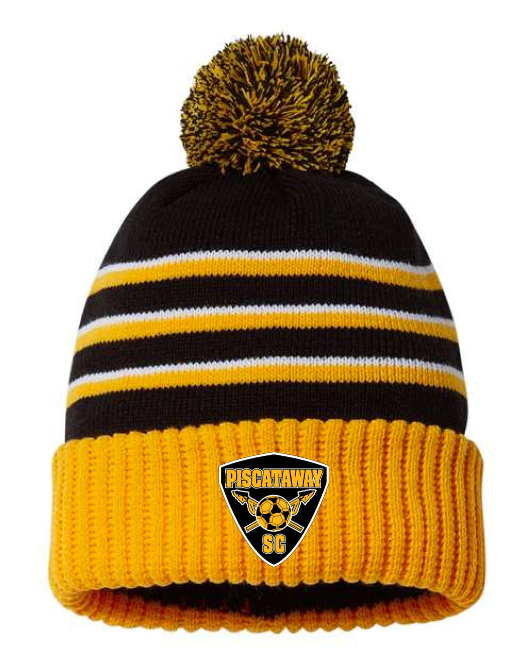 Piscataway Soccer Pom Beanie - Black/Gold