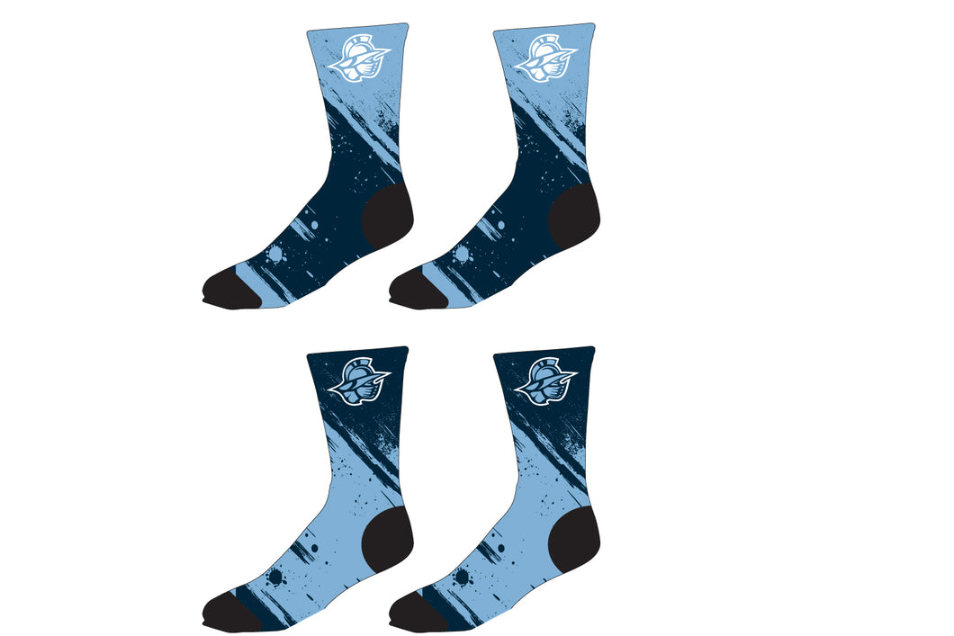 Bristol Gladiators Wrestling Sublimated Socks - Navy/Carolina