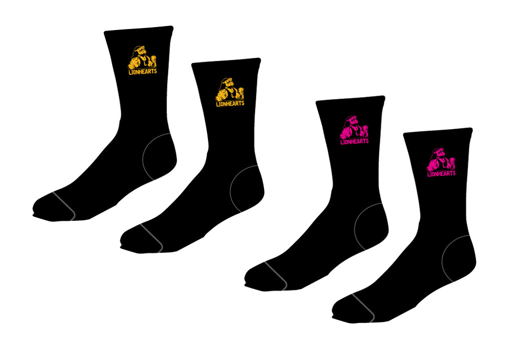 Lionhearts Wrestling Sublimated Socks - Gold/Pink