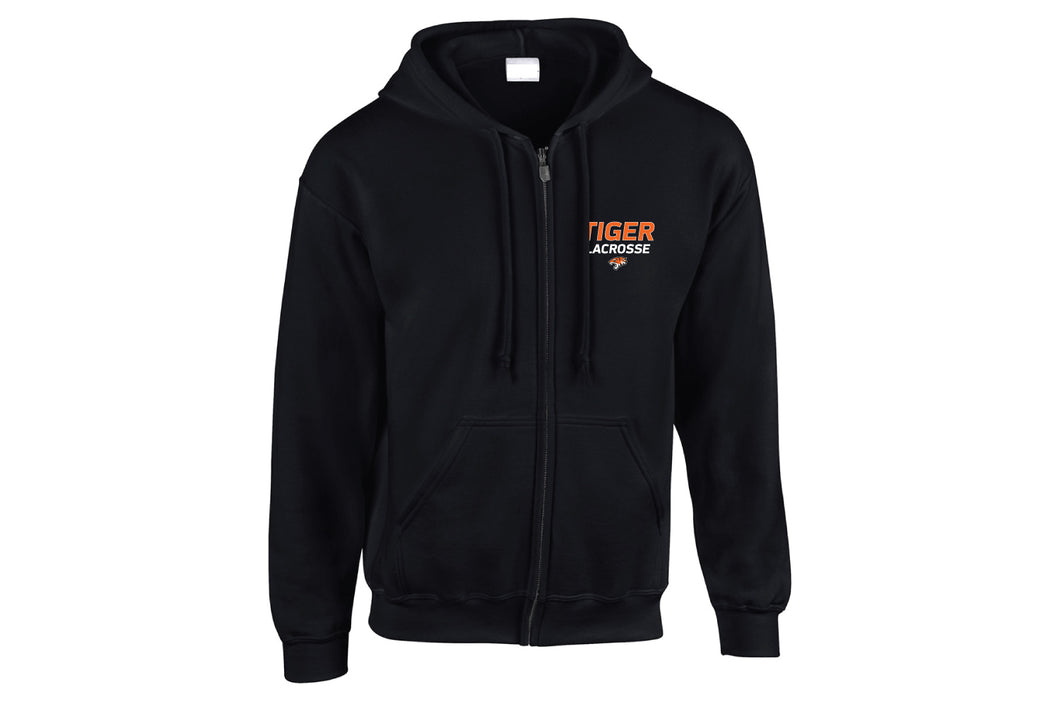 Tiger Lacrosse Full Zip-Up Hoodie - Black