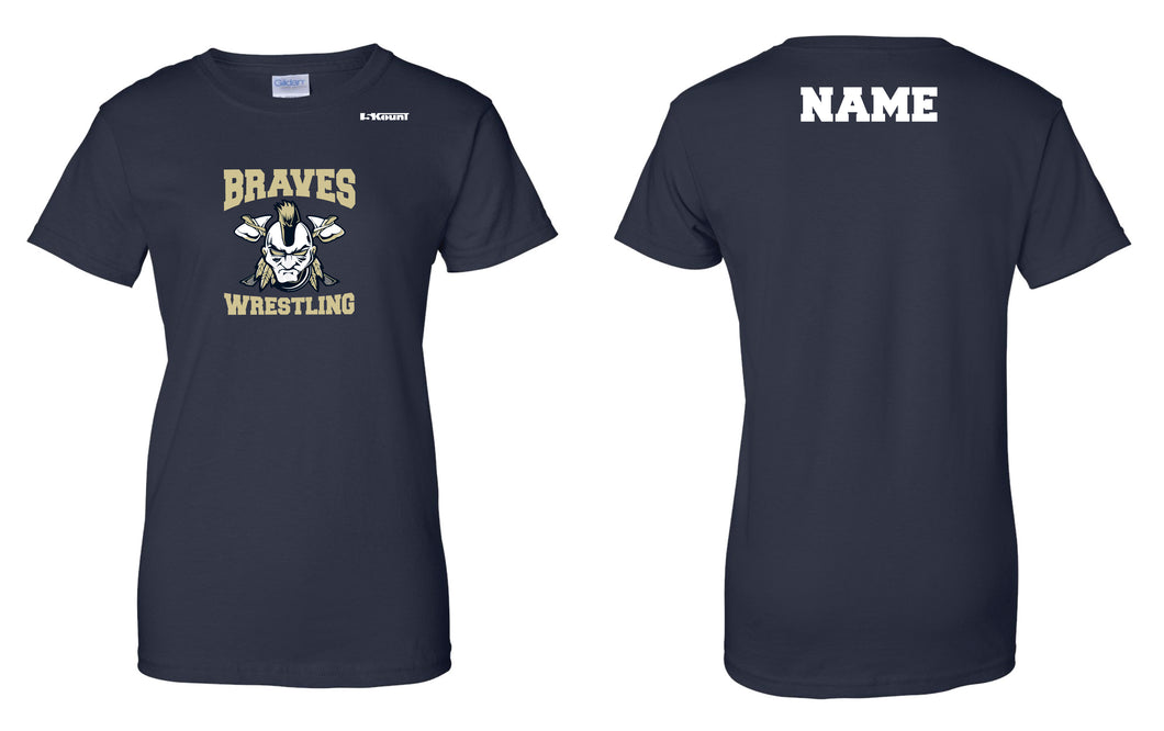 Braves Wrestling Cotton Women's Crew Tee - Navy - 5KounT2018