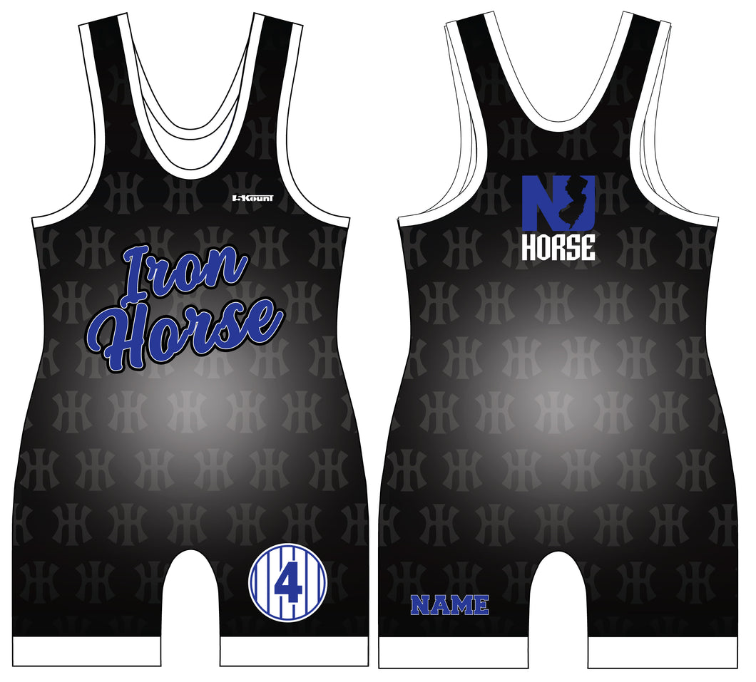 Iron Horse Wrestling Men's Singlet - Black/Royal - 5KounT2018