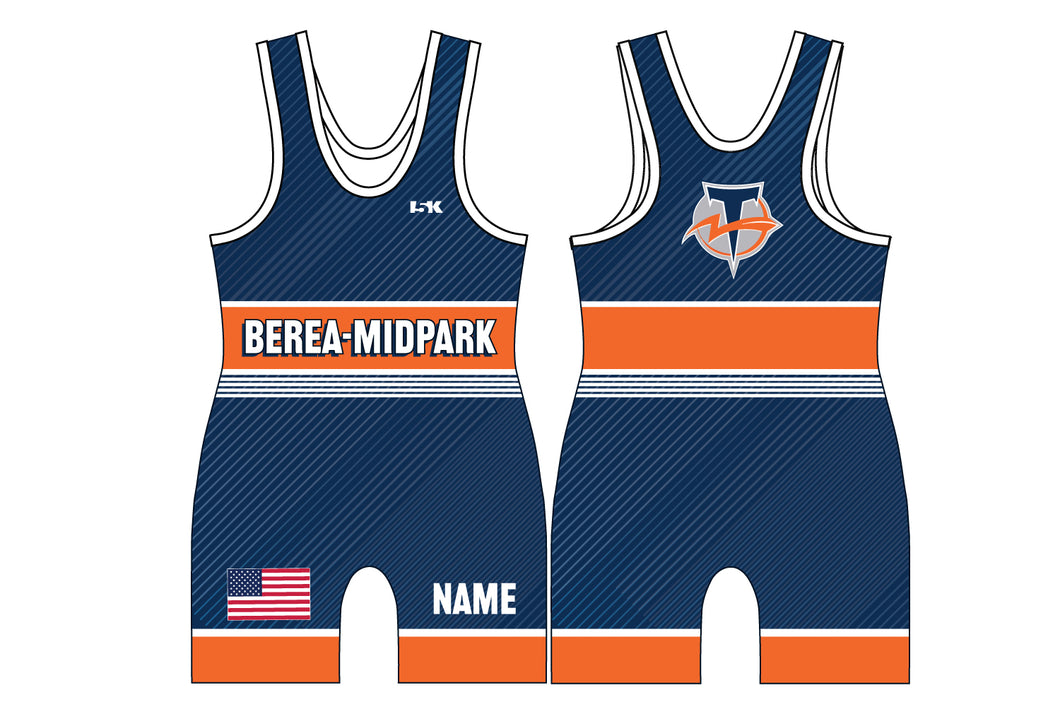 Berea Midpark Wrestling Sublimated Men's Singlet - Navy Design 2 - 5KounT