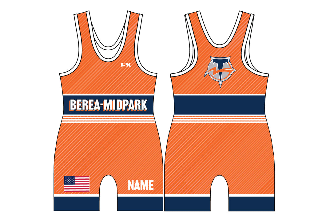 Berea Midpark Wrestling Sublimated Men's Singlet - Orange Design 1 - 5KounT