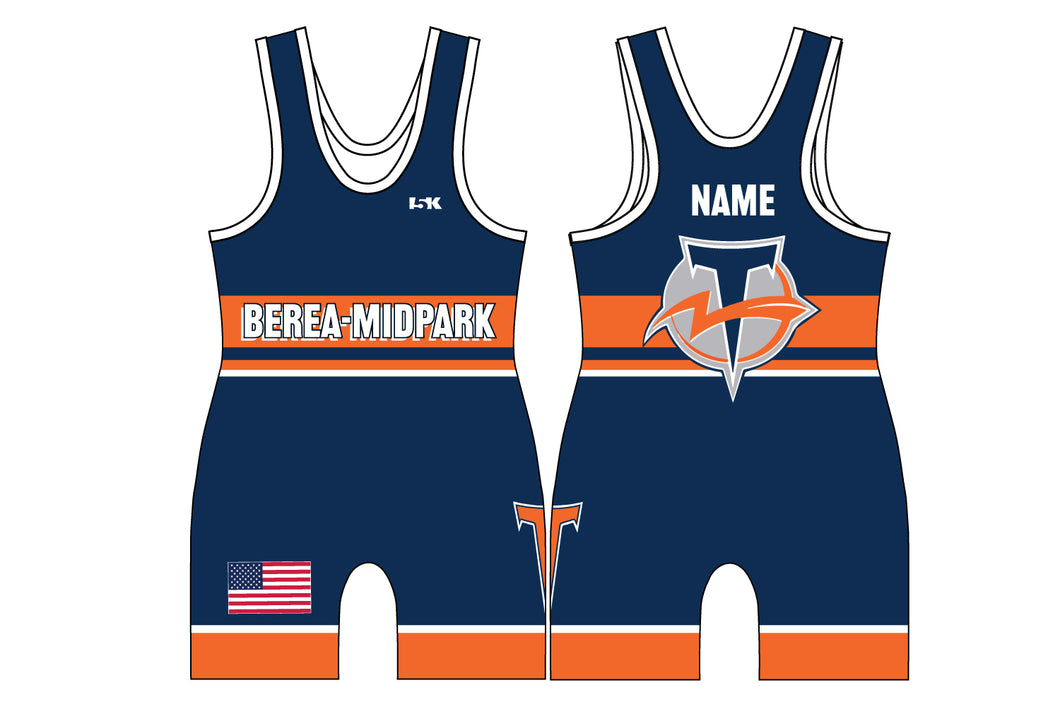Berea Midpark Wrestling Sublimated Men's Singlet - Navy Design 3 - 5KounT