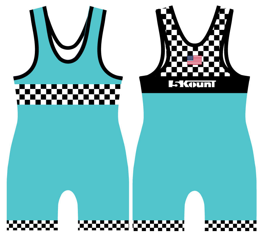 Checkerboard Sublimated Singlet- Neon Blue - 5KounT2018