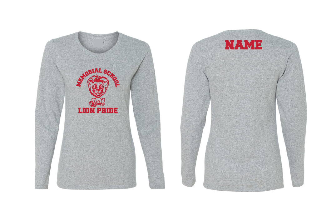 Memorial Elementary School Cotton Women's Long Sleeve Crew Tee - Grey