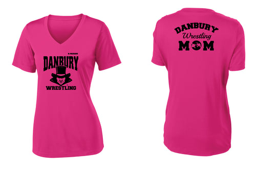 Danbury HS Wrestling Wrestling Women's V-Neck Dryfit Tee - Pink Raspberry - 5KounT2018