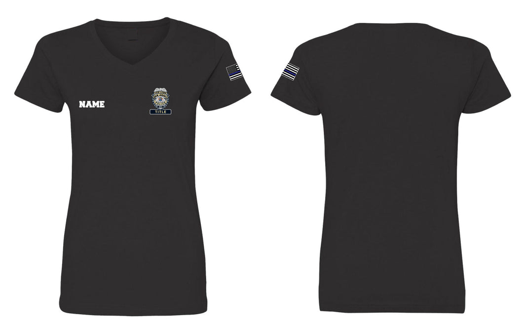 Fair Lawn Cotton Women's V-Neck Tee - Black - 5KounT2018