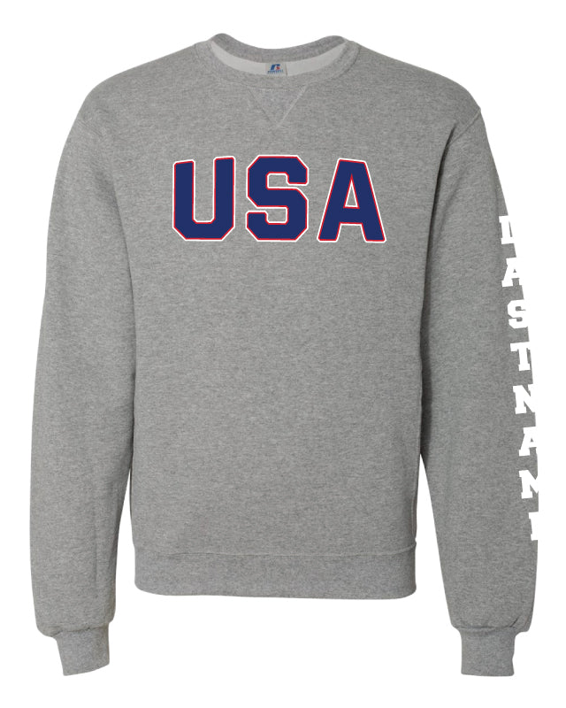 USA Freestyle Wrestling Russell Cotton Crewneck - Oxford - 5KounT2018