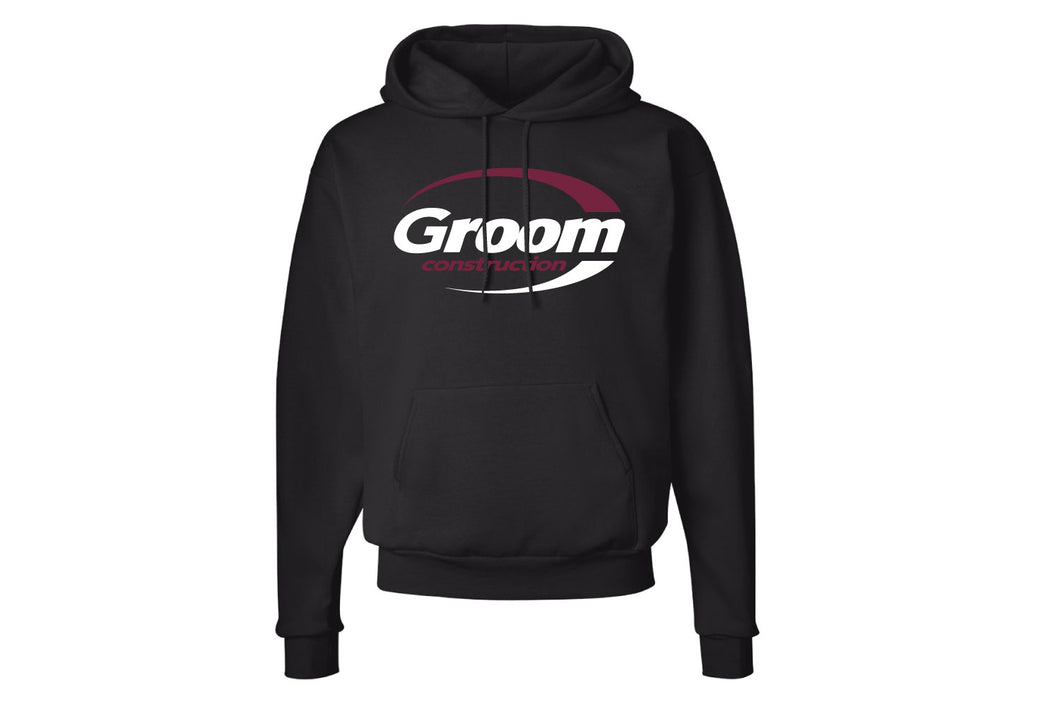 Groom Construction Cotton Hoodie - Black - 5KounT