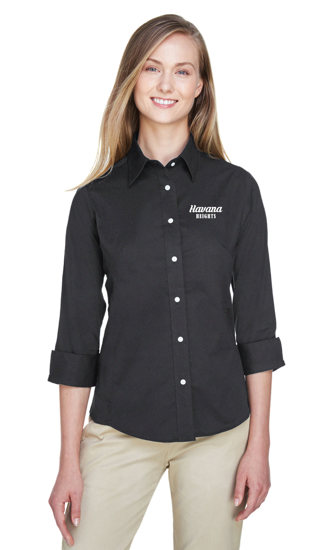 Havana Heights Ladies' 3/4-Sleeve Blouse - Black - 5KounT2018