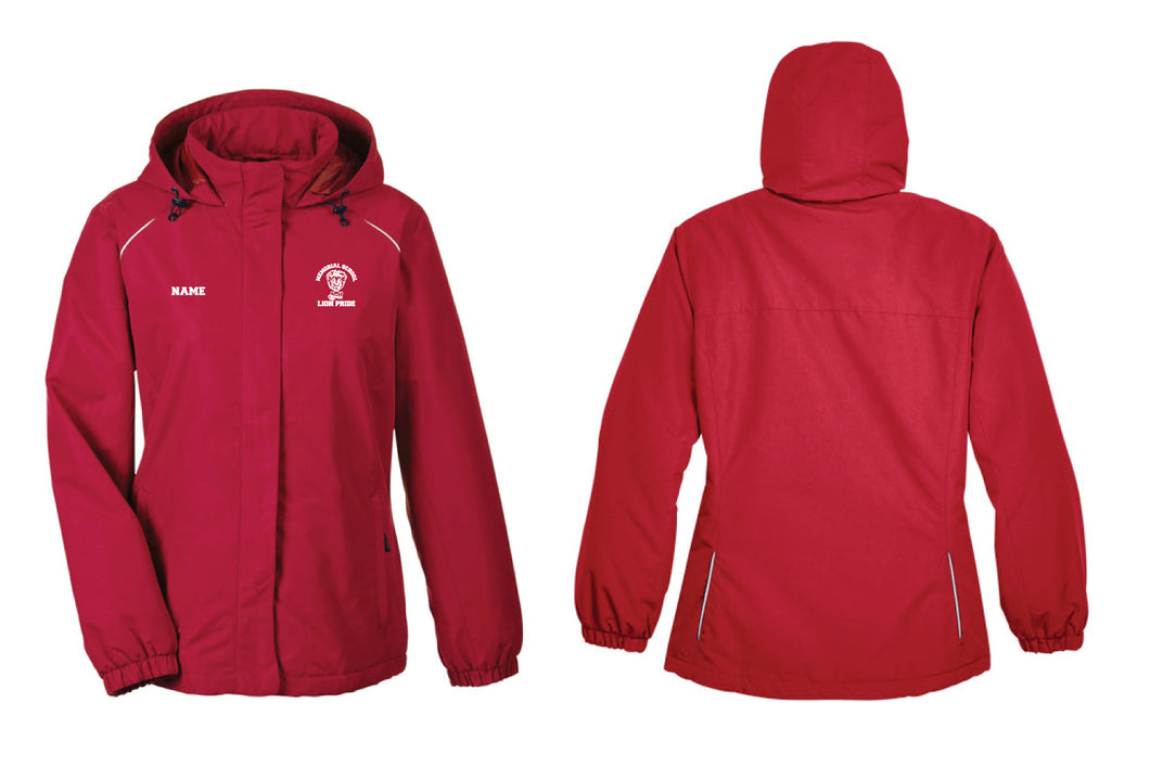 Memorial Elementary School Women's Hooded Rain Jacket - Red