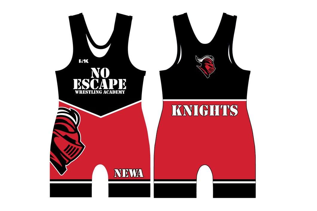 No Escape Wrestling Academy Sublimated Men's Singlet - Design 3 (Black/Red)