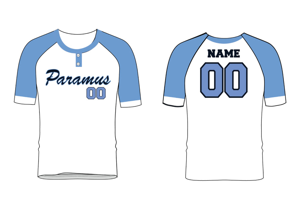 Paramus Baseball Sublimated 2 Button Baseball Jersey - Navy