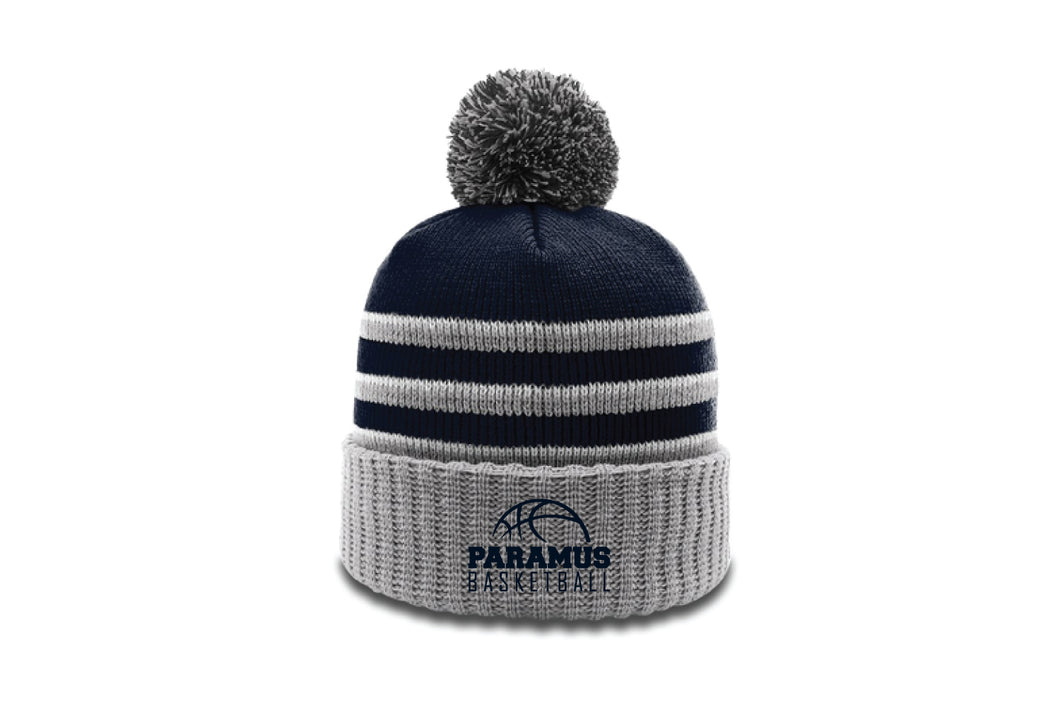 Paramus Basketball Pom Beanie -Navy/Gray
