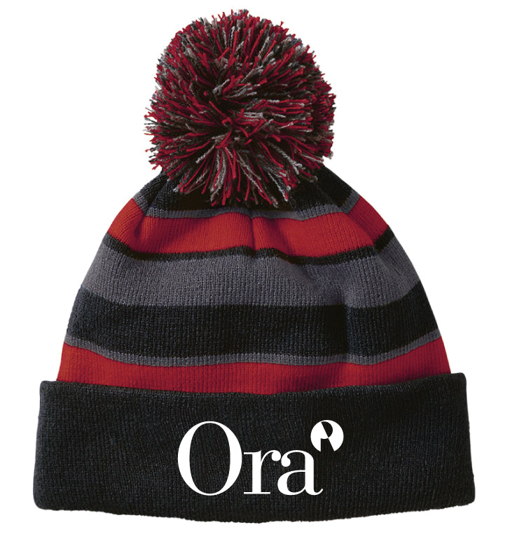 Ora Clinical Pom Beanie - Black/Red - 5KounT