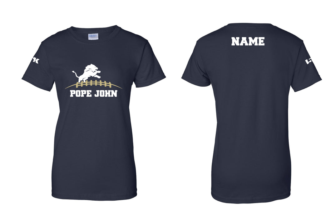 Pope John HS Football Cotton Women's Crew Tee - Navy