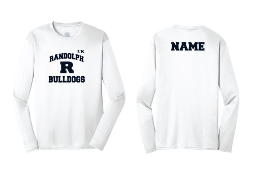 Randolph Football Bulldogs Long Sleeve Dryfit Performance Tee Design 3 - White