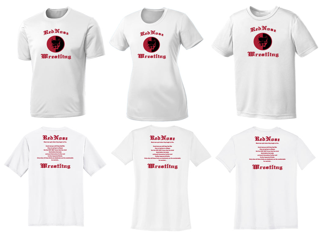 Red Nose Wrestling Drifit Crew T-Shirt - White - 5KounT
