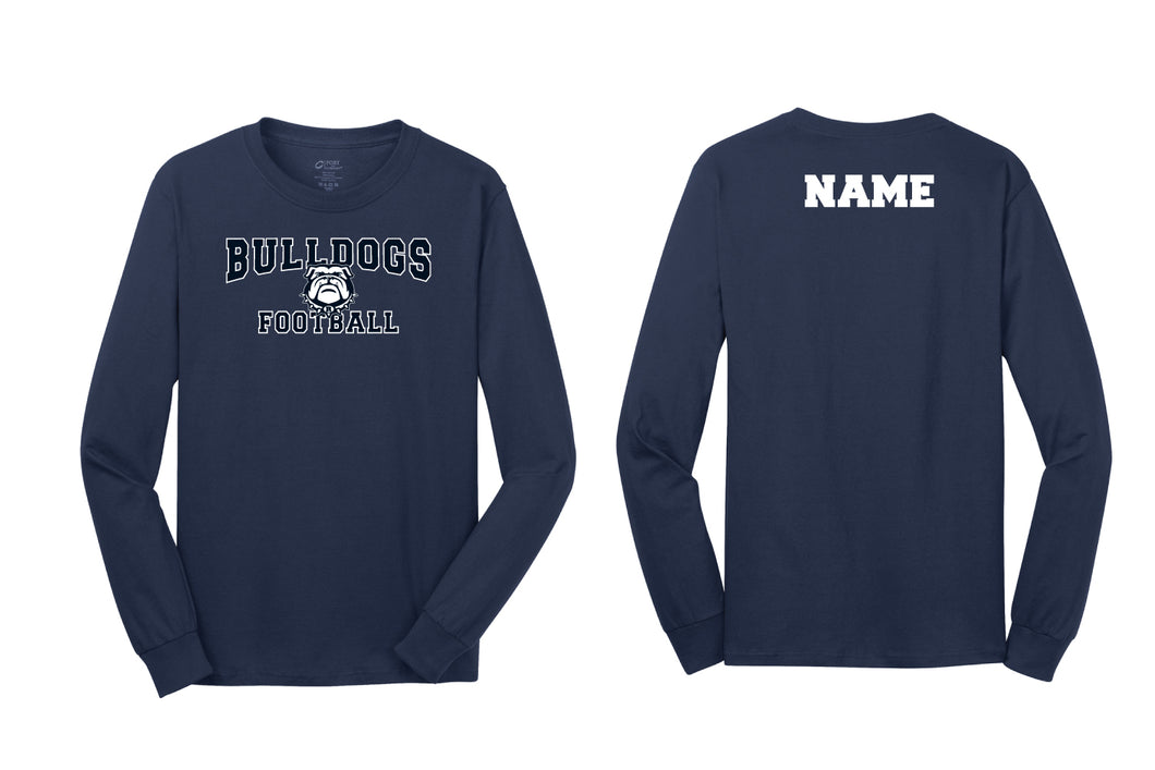 Randolph Football Bulldogs Long Sleeve Cotton Tee - Navy - 5KounT