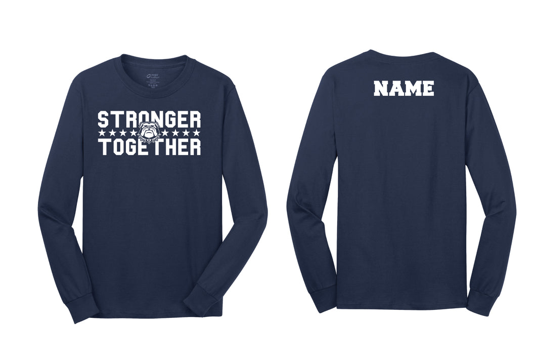 Randolph Football Bulldogs Stronger Together Long Sleeve Cotton Tee - Navy - 5KounT