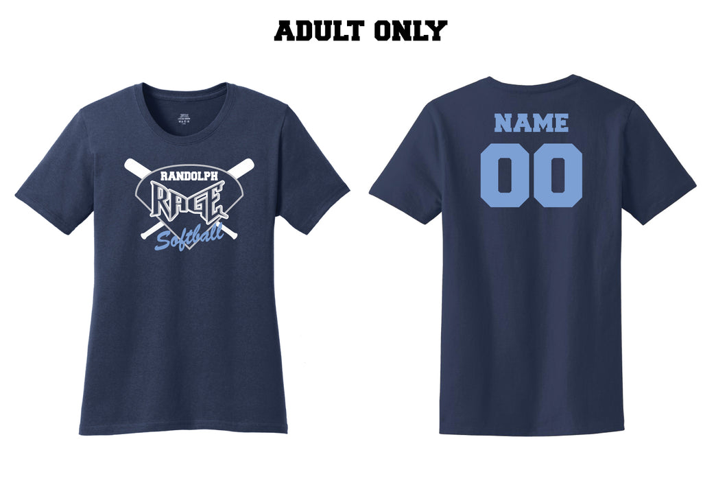Randolph Rage Softball Ladies Cotton Crew Tee - Navy - 5KounT