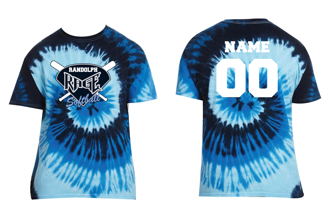 Randolph Rage Softball Tie-Dye Cotton Crew Tee - Blue Ocean - 5KounT