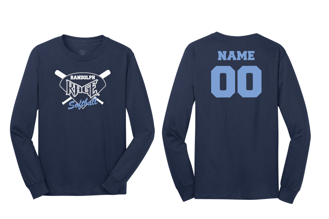 Randolph Rage Softball Long Sleeve Cotton Tee - Navy - 5KounT