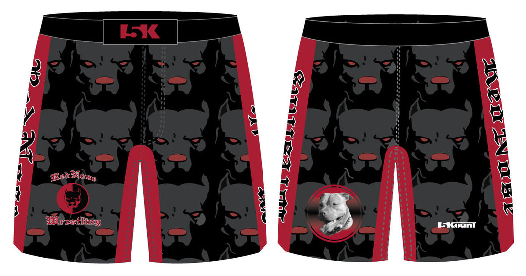 Red Nose Sublimated Fight Shorts - Black - 5KounT