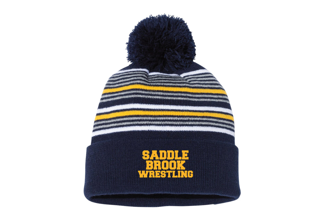 Saddle Brook Youth Wrestling Pom Beanie - Navy/white/Gray