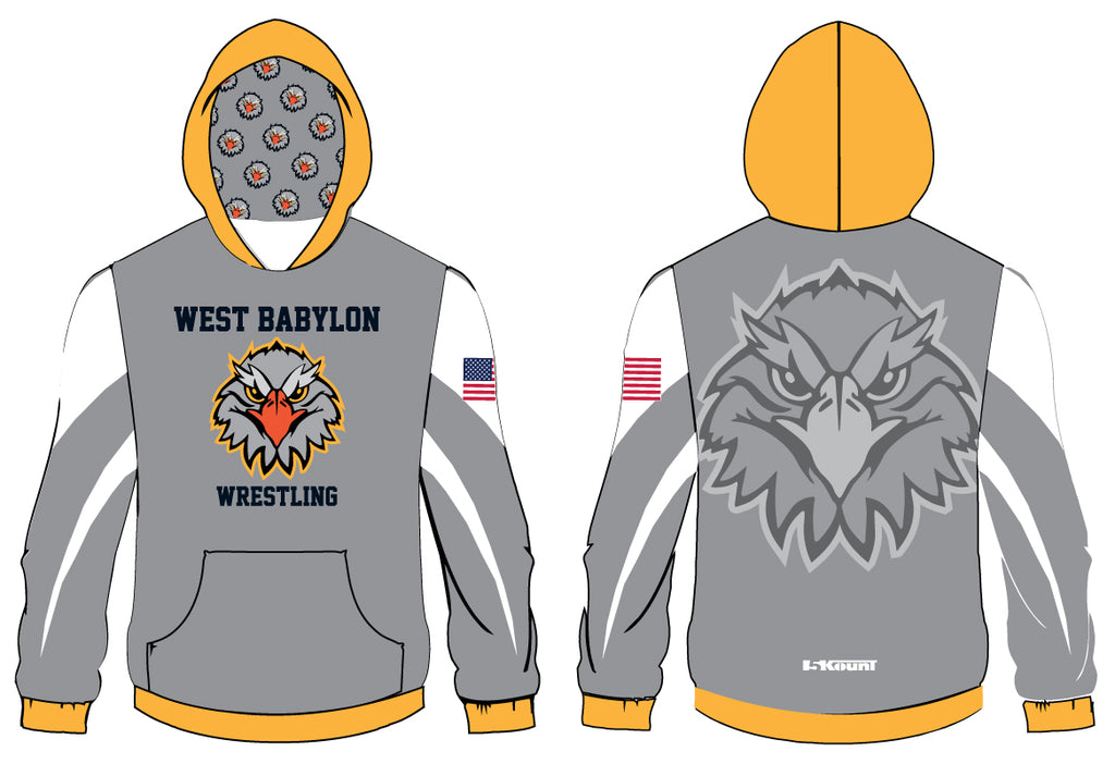 West Babylon Wrestling Sublimated Hoodie - Gray/Navy - 5KounT