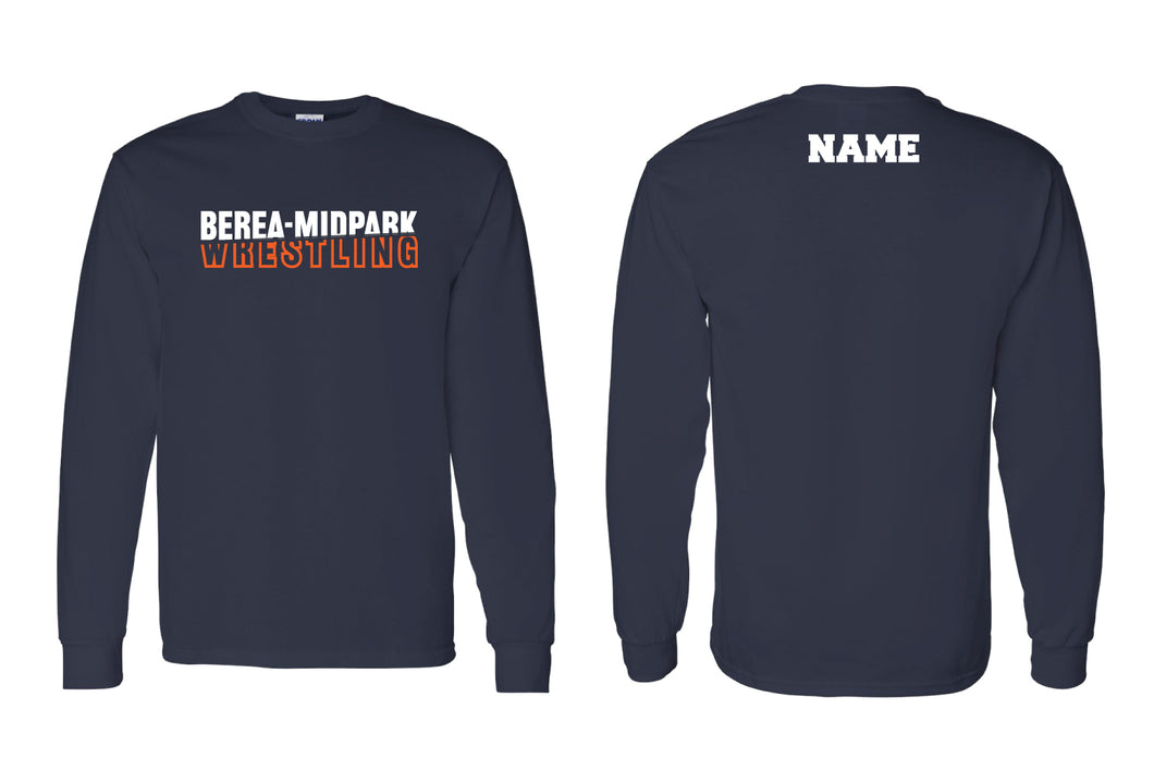 Berea Midpark Wrestling Cotton Crew Long Sleeve Tee - Navy - 5KounT