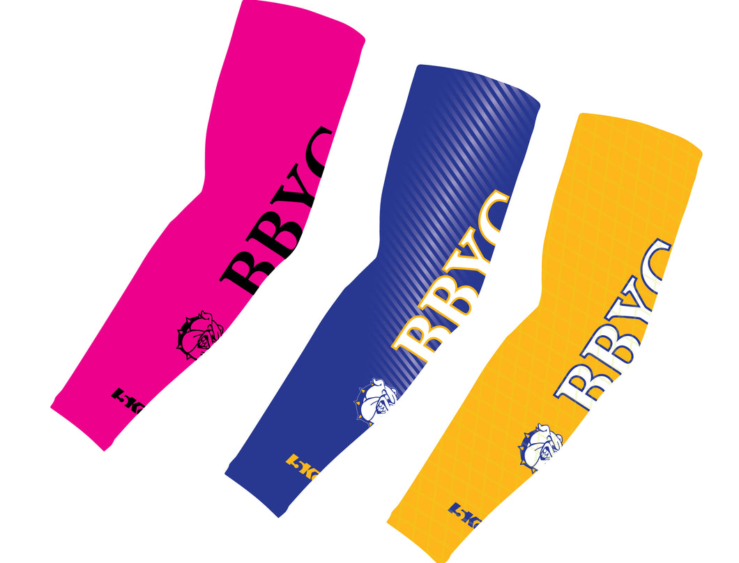 BBYC Bulldogs Football Sublimated Compression Sleeves - Royal / Pink / Yellow - 5KounT2018