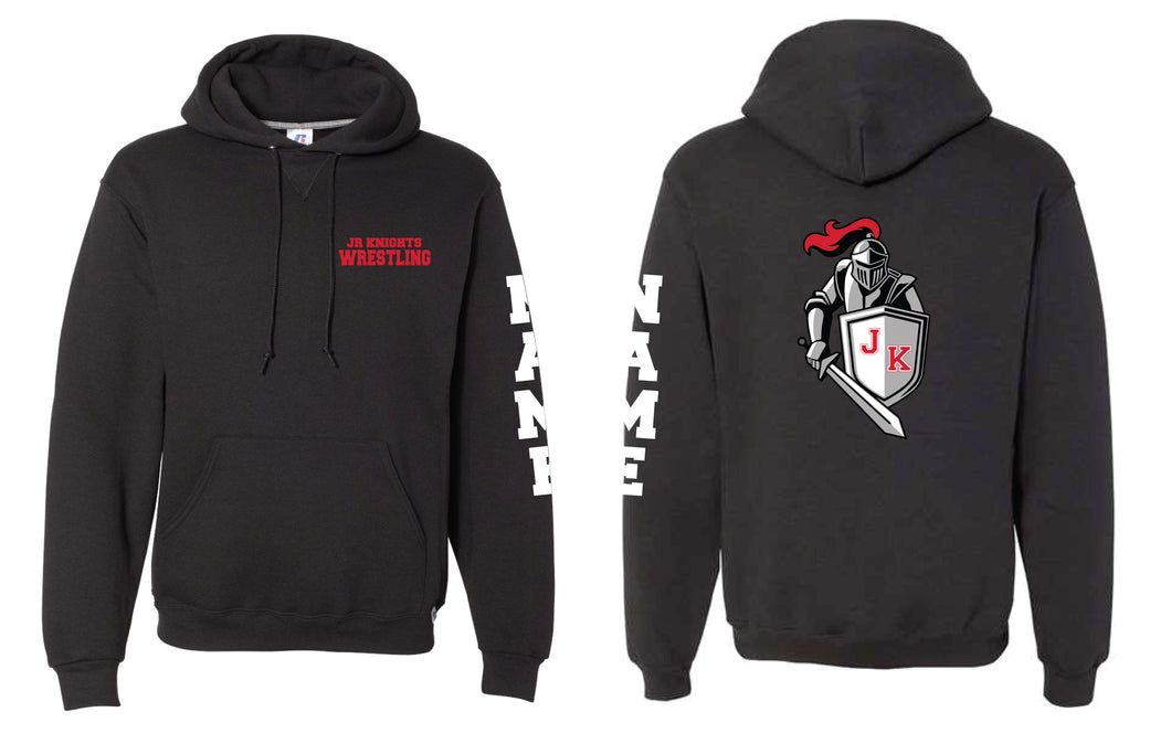 Morris Hills Jr. Knights Wrestling Russell Athletic Cotton Hoodie - Black (Design 2) - 5KounT