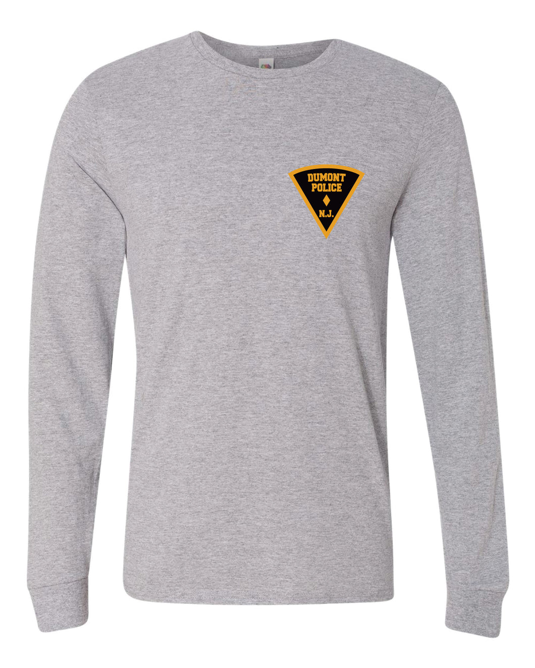Dumont Police Cotton Crew Long Sleeve Tee - Gray (Design 2) - 5KounT