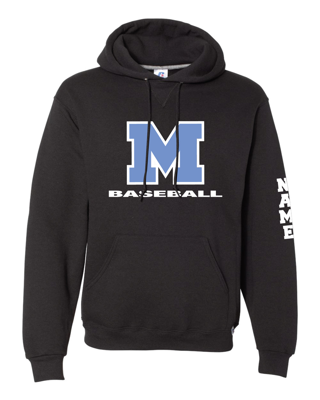Mahwah Baseball Cotton Hoodie Design 2 - Black