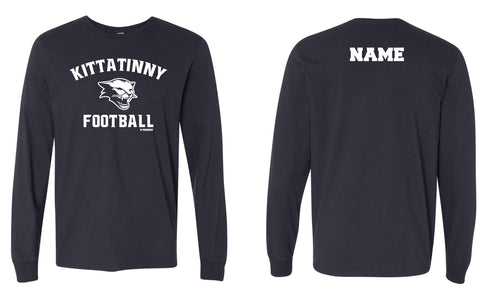 Kittatinny Football Cotton Crew Long Sleeve Tee - Navy - 5KounT2018