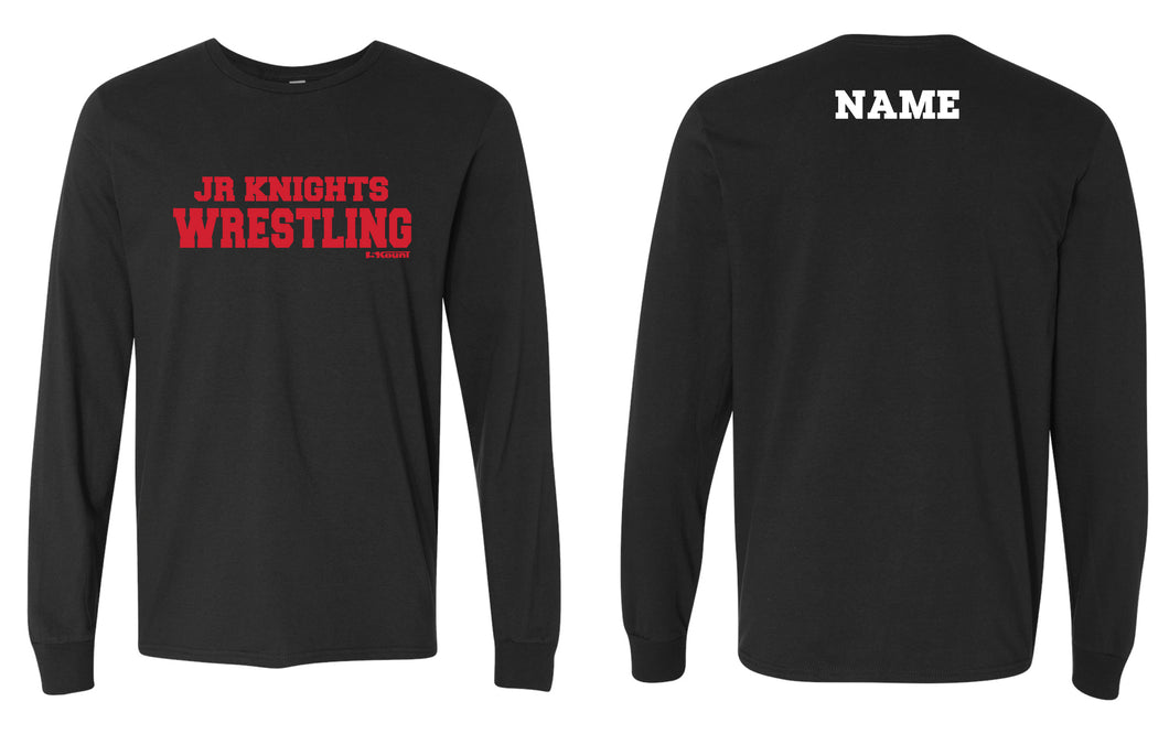Jr. Knights Wrestling Cotton Crew Long Sleeve Tee - Black - 5KounT