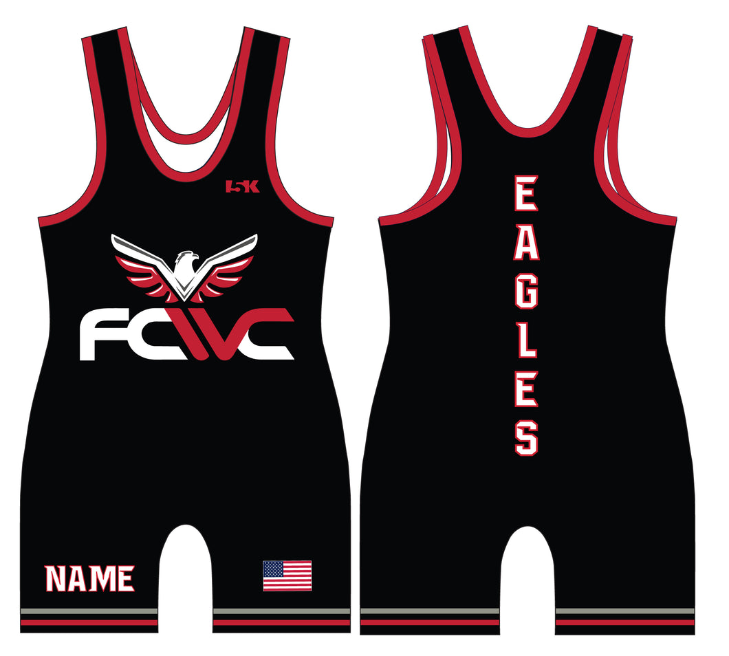 Eagles Wrestling Sublimated Men's Singlet (Black) - Design 1 - 5KounT