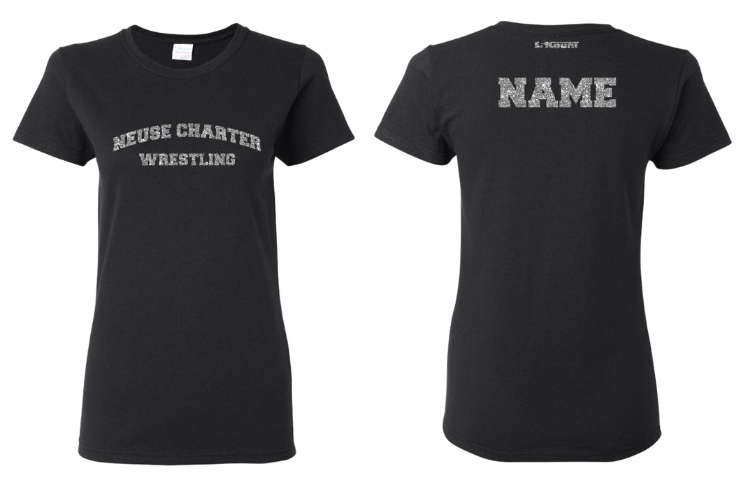 Neuse Wrestling Glitter Cotton Crew Tee - Black - 5KounT