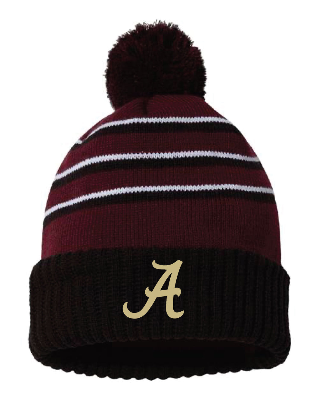 Arlington Wrestling Pom Beanie - Maroon/Black