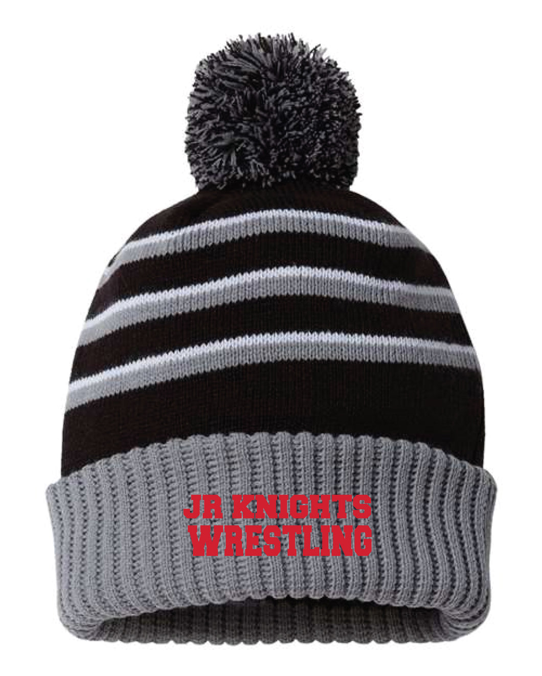 Jr. Knights Wrestling Pom Beanie - Black/Gray - 5KounT