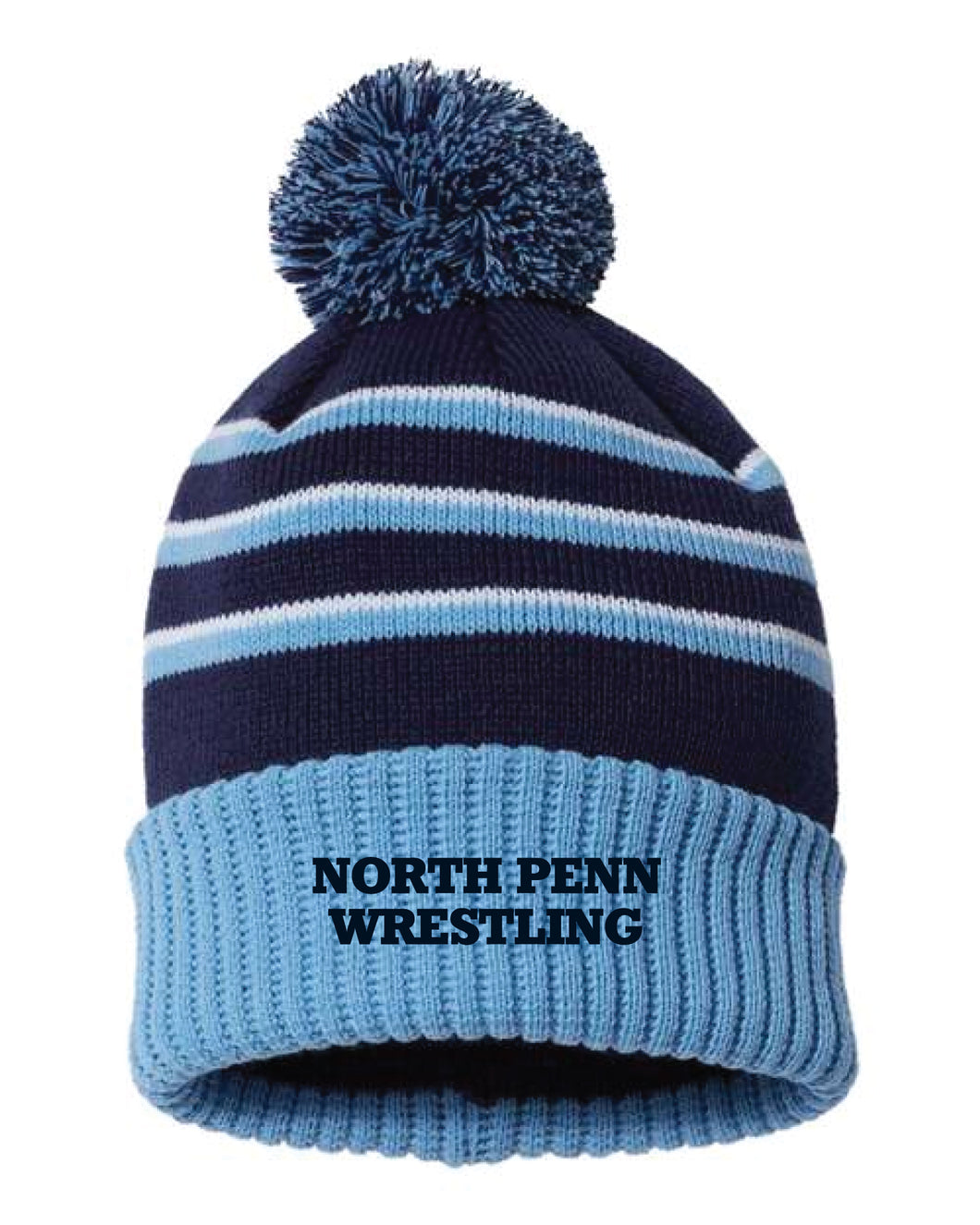 North Penn Wrestling Pom Beanie - Navy/Light Blue - 5KounT