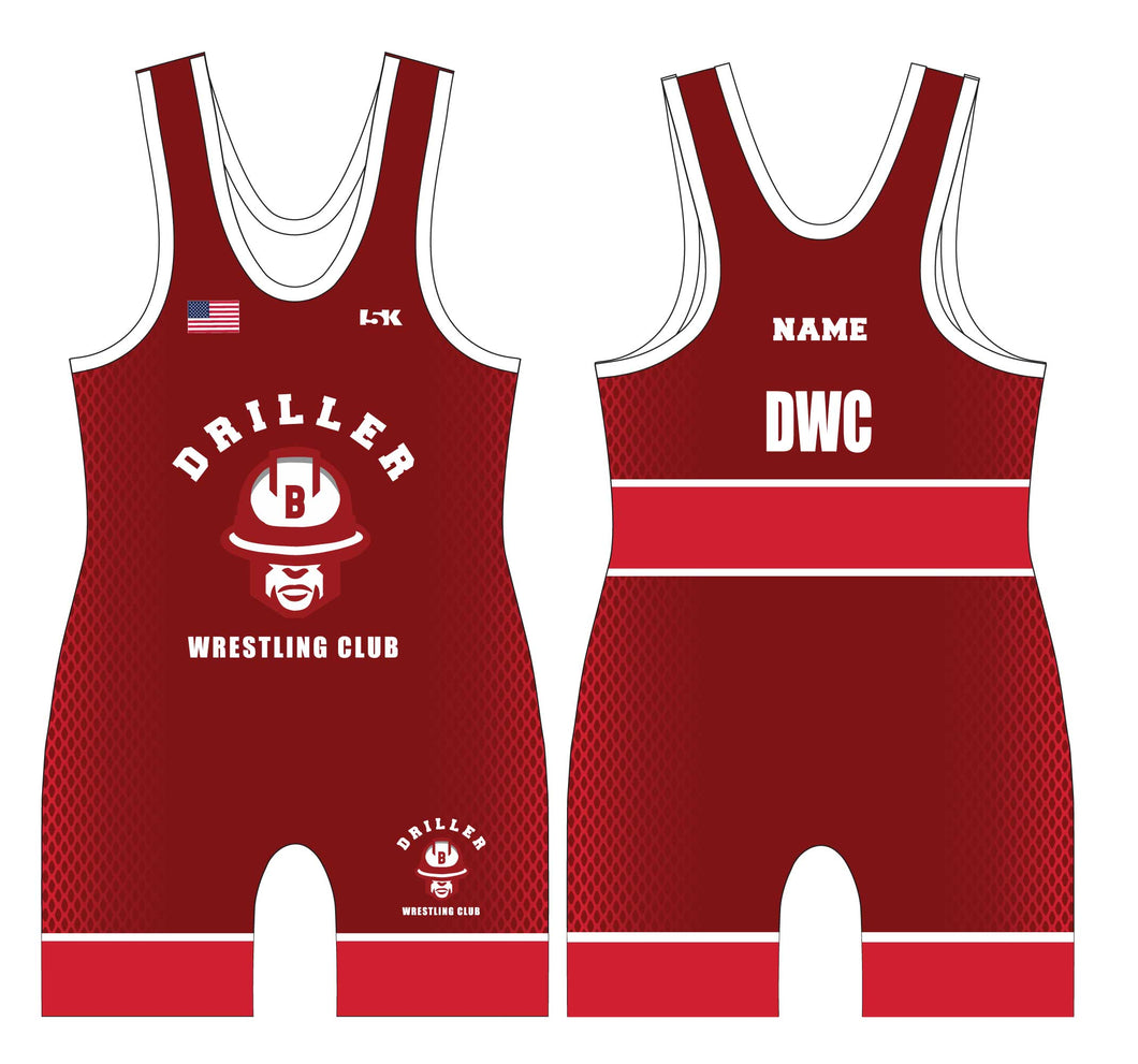 Driller Wrestling Club Men's Freestyle Singlet - Red - 5KounT